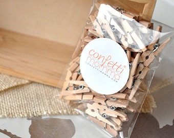 Mini Clothespins 1" - Handcrafted in 2-5 Business Days. Tiny Wooden Clothespins Pack of 50.