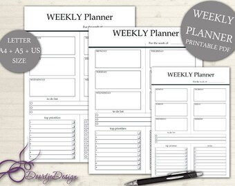 Printables for the home Weekly Planner, Weekly Planner, Office Printable Planner, Weekly Work Planner, Weekly Layout, Planner A4 & A5 US