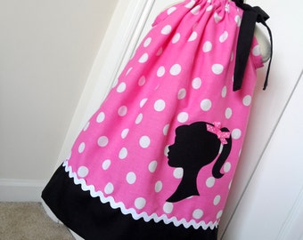 Vintage Silhouette Pink Polka Dot Pillowcase Dress