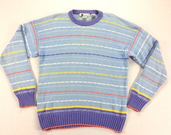 Ron Chereskin Vintage Sweater Womens Striped Vaporwave 90s Zack Morris Size XL
