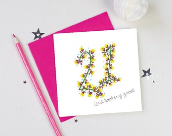 21st birthday-birthday card-flowers-floral-21st card-21st birthdays-pink-gift for her-21st girl-twenty first-happy birthday-birthday cards