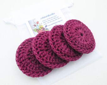 Burgundy Pot Scrubber - Set of 2 through 8 - Crochet Nylon Dish Scrubbies