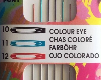Pony Beading needles, Coloured Eyes 6 needles per package size 10, 11, 12