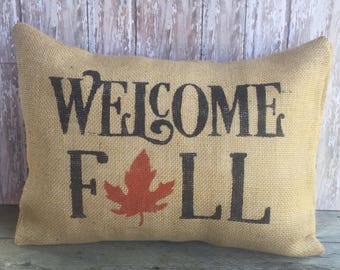 Welcome Fall Pillow Cover, 12x16, 16x16 or 18x18 Throw Pillow Cover, Home Decor Pillow Case