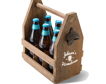 Personalized Beer Caddy with Bottle Opener - Personalized Wood Beer Caddy - Gifts for Him - Groomsmen Gifts - Husband Gifts - GC1439