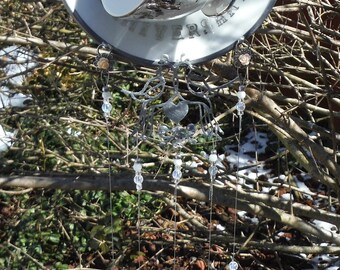 25TH Wedding Anniversary Gift, Wind Chime, Hand Made Stained Glass Chimes