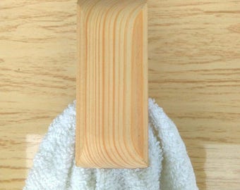 Pine wood wall hook, towel holder, bathroom towel hook, kitchen towel hook, wall mounted hook, home decor, wooden wall hook, towel rack.