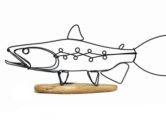 Trout Wire Sculpture, Fish Wire Art, Minimal Wire Design,567270212