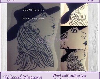 Woman art, Country woman, decal, Woman decal, vinyl decal, Vinyl sticker, woman Face, cover sticker, Mirror decal, wall decor, sticker