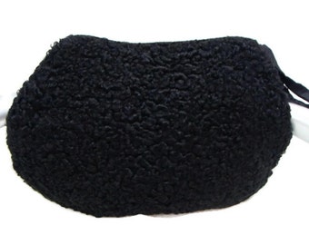 Vintage Black Persian Wool Hand Muff Clutch Vintage Fur Hand Muff Black Fur Muff Vintage Muff Clutch Pouch Black Fur Clutch Bag Fur Clutch