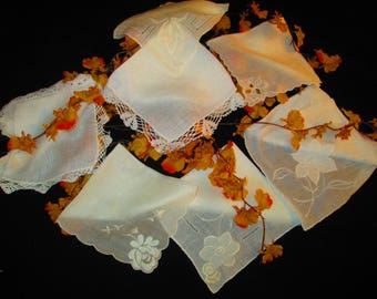 Seven Vintage Brides Handkerchiefs.