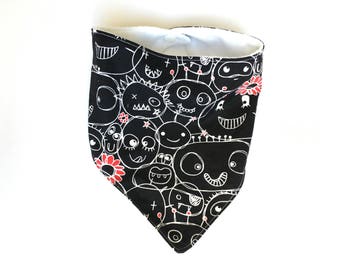Bandana Bib, Minky Bib, Soft Minky, Baby Bib, Drool Bib, Black & White, Silly Faces