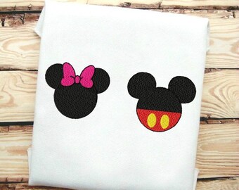 2 Designs Included! Minnie and Mickey Mouse Style Silhouette Fill Stitch Embroidery Design All Files 4x4