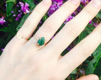 Malachite Ring, Green Stone Ring, Pear Shape Ring, Pear shape stone, green pear stone, Natural Malachite, Prong Set Ring, Gemstone Ring,Ring