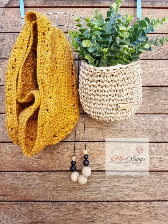 Handmade Thick Jute Twine Basket Hanging Hooked Jute Basket