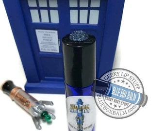 Sonic Scent - FLOWER POWER - "Jo Grant" Doctor Who Inspired Body Scent - A complex Plumeria & Citrus Fragrance in a Blue Glass Roller Bottle