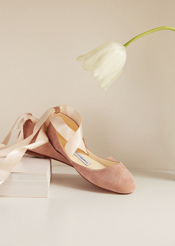 Smokey Blush Wedding Shoes Laceup Bridal Ballet Flats with Smokey Blush Wedding Shoes Laceup Bridal Ballet Flats with