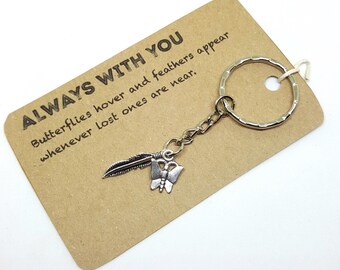Always With You Butterfly Feather Keyring, Keychain, Bag Charm