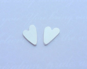 Silver Heart Earrings - Tiny Solid Sterling Silver 925 Small Heart Ear Studs Handmade