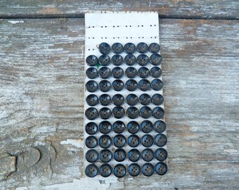 Vintage Antique 1890 /1900 French Victorian black ceramic buttons on card set of 59