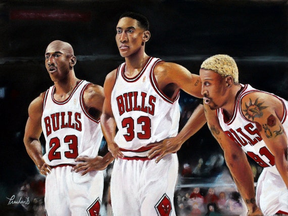 Threepeat Chicago Bulls Michael Jordan Scottie Pippen