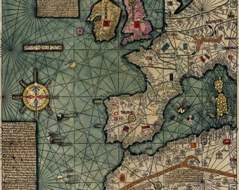 Cresques Catalan Atlas; World Map; 1387; Antique Map; Plate 1 of 3