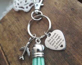 Gift for a long distance friend, long distance friendship, going away gift for best friend, best friends keychain, friendship key chains