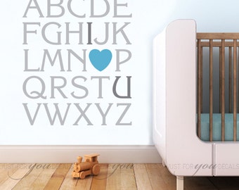 Alphabet Wall Decal - Nursery Wall Decal - Playroom Wall Decal - I Love You Wall Decal - Play Room Wall Decal, Love Decal - 01-0010