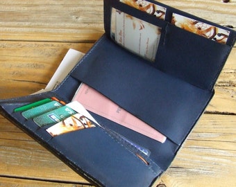 Leather wallet, Brown and blue