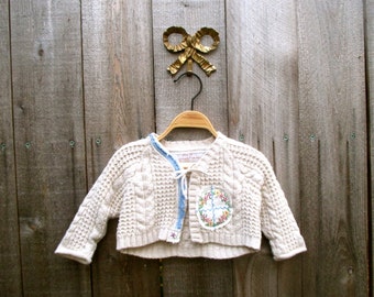 Girls Jacket Knit Top Shirt Sweatshirt Redesigned Recycled Clothing Recycled Clothes 6-9 Month Sweater