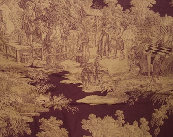 Quilter's Toile / Nancy J. Martin / Clothworks / Burgundy and Sepia Print / Colonial Scenes / Historic Scenes