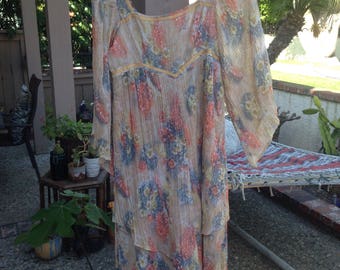 Vintage flowy gauze hippie dress