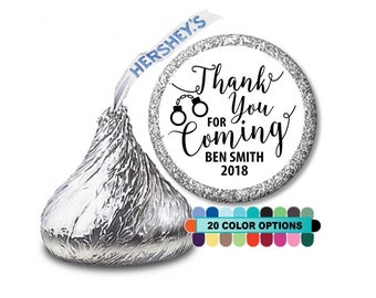 Thank You For Coming - Personalized Round Police Officer Sticker Labels - Police Hershey Kiss Stickers - Law Enforcement 108 Kiss Stickers