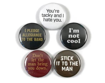 School of Rock Jack Black Movie Quotes Fan Art 5 - Button Badge Pin set