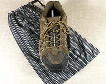 Shoe Bags, Black, Gray, Stripe, Mens shoes, Travel, Shoe storage, reuseable