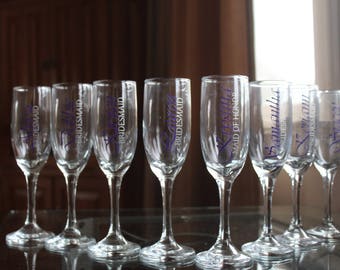 Bridal Party Champagne Glasses!