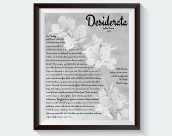 Black-and-White. Poem Print. Minimalist art. Desiderata wall art. Desiderata art print. Max Ehrmann poem. Desiderata print. Desiderata poem.