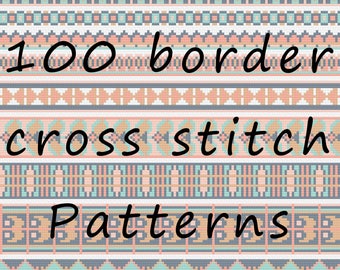 100 Borders Cross Stitch Pattern PDF Download Folk Edge Collection Easy Chart Aztec Embroidery Modern Gift Tribal Embellishment Traditional