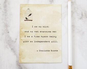 Jane Eyre Quote Postcard - Literature Quote - Book Lover Postcard - Stationery - Quote Print