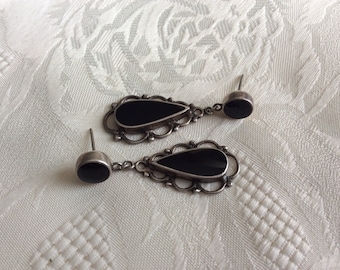 NF 925 black onyx & sterling silver earrings