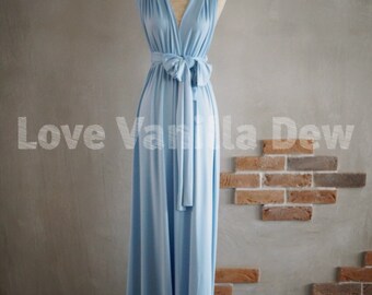 Bridesmaid Dress Infinity Dress Powder Blue Floor Length Maxi Wrap Convertible Dress Wedding Dress