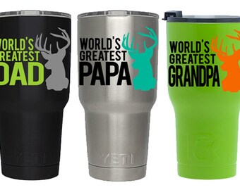 Gift for Dad - Decals for Men - Gift for Grandpa - Car Decals for Men - Gift for Uncle - World's Greatest Dad - Grandpa Decals - Yeti Decal