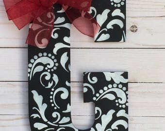 Monogram Door Hanger - Door Decoration - Damask Door Hanger - Initial Door Hanger - Room Wall Hanger - Monogram Wall Hanger - Porch Decor