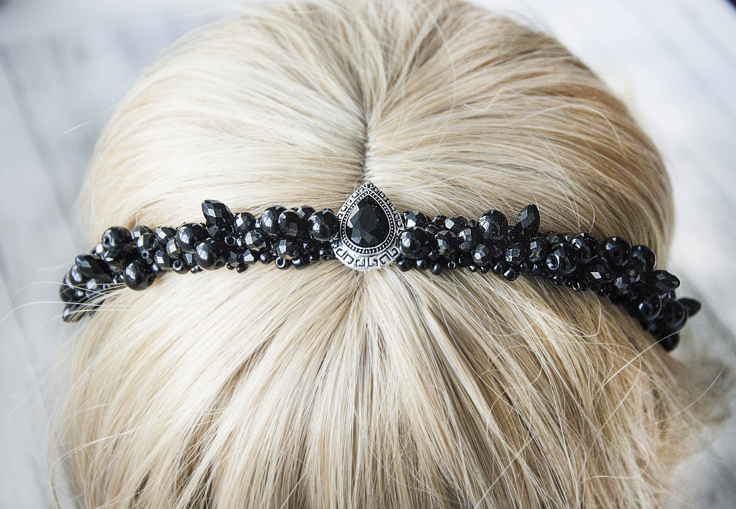 Сlassic black headband Black headband Black crystal crown