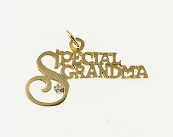 14k Diamond Accented Special Grandma Grandmother Pendant Gold