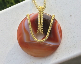 Copper and Silver Carnelian Pendant