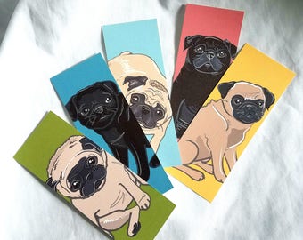 Pug Bookmarks - Eco-friendly Set of 5
