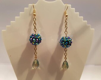 Blue Shambola Dangle Earings