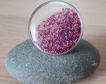 GLASS flat round ring, microbeads, "girl power" mothers day gift