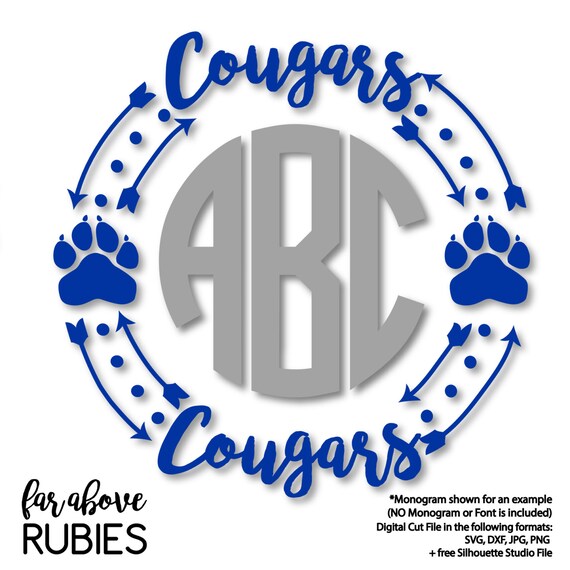 Download Team Cougars Monogram Paw Print Wreath Frame with Arrows